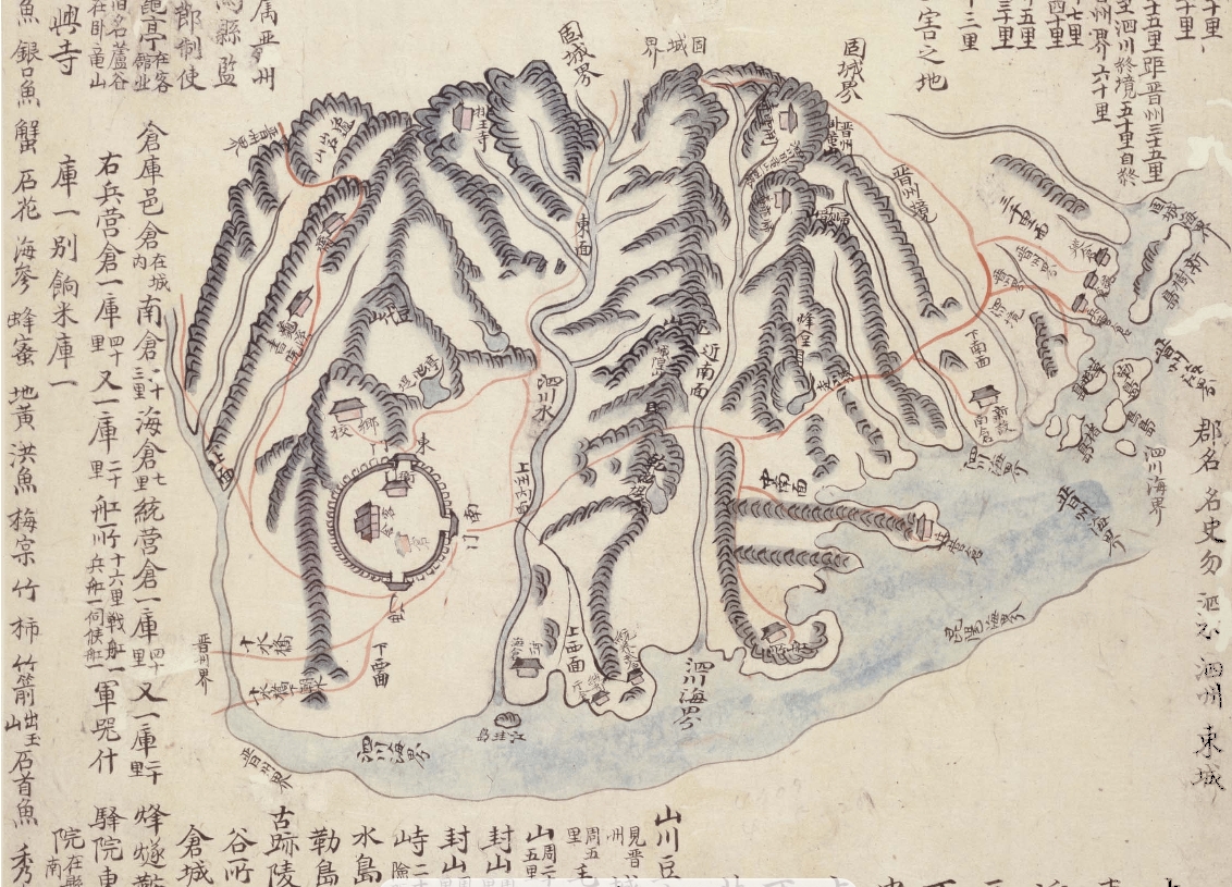 18세기에 편찬된 해동지도 속 사천의 모습. (자료=서울대학교 규장각 한국학연구원)