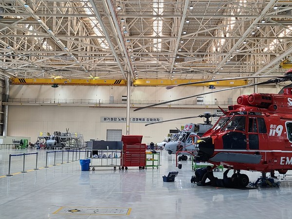 사천에 본사를 둔 항공정비(MRO) 전문업체인 한국항공서비스(주)(KAEMS)가 정부기관 헬기 정비를 추가 수주했다.(사진=한국항공서비스)