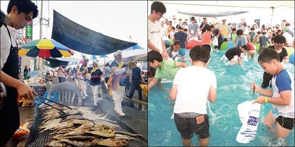 삼천포항 자연산 전어축제 모습.